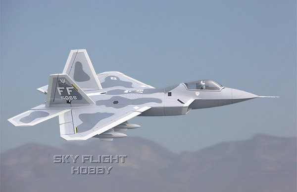 Sky Flight Hobby F-22 Raptor 2x70mm Jet Vector Thrust PNP RC 